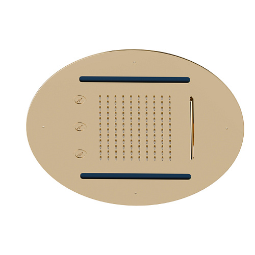 Newform Head Showers Верхний душ 40cм, потолочный, скрытый, дождь/водопад/распылитель, хромотерапия, цвет: PVD glossy gold