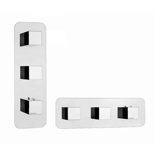 Bossini Cube Термостат для душа, встраиваемый, с девиаторм/запорным вентилем на 2 - 4 выхода, уст-ка верт/гор., цвет: хром