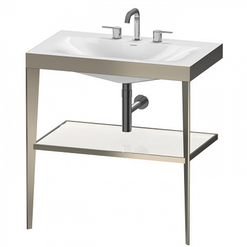 Duravit XViu Консоль напольная, 80x48x85см с полкой, с раковиной без перелива, 3 отв., цвет: champagne matt/white high gloss lacquer