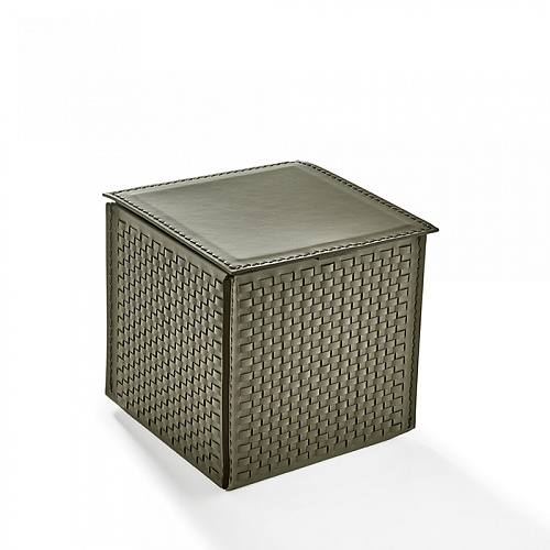 3SC Hilton Контейнер с крышкой 16х16х16см., настольный, плетеная кожа, цвет: Fango