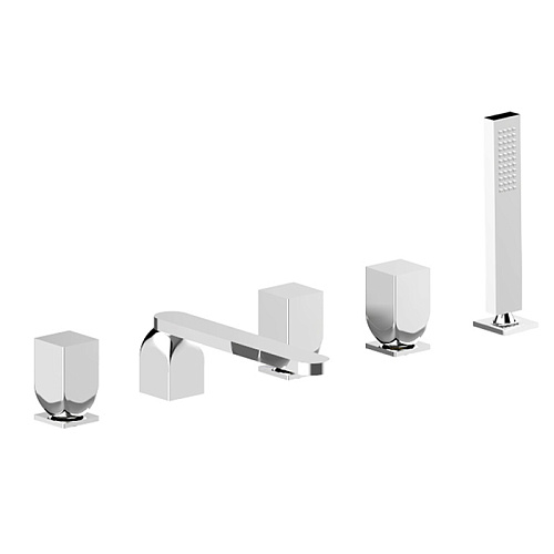 Cisal Hi-Rise Смеситель на борт ванны, на 5 отв., с изливом и ручным душем, цвет: хром