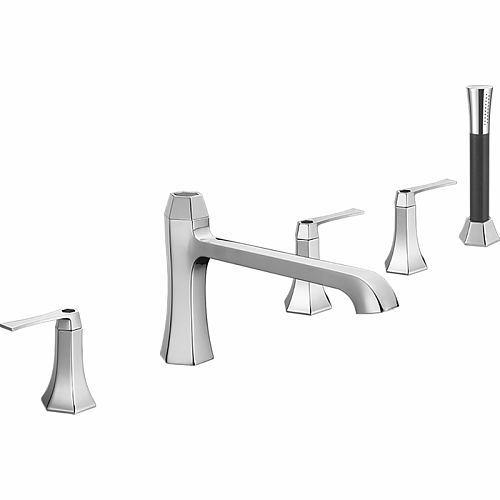 CISAL Cherie Смеситель на борт ванны на 5 отверстий, излив 210 мм, цвет: хром/черный матовый