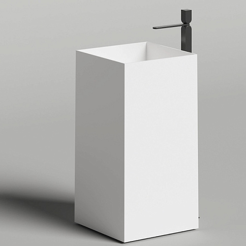 Salini Armonia Square 01 Раковина напольная 45х45х90cм., слив в пол, выпуск D 503, сифон, декоративная накл., мат-л: S-Sence, цвет: белый глянцевый