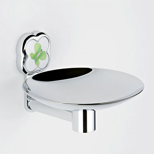 THG CAPUCINE VERT DECOR PLATINE Мыльница подвесная ø150 мм., декор зеленый, цвет: хром