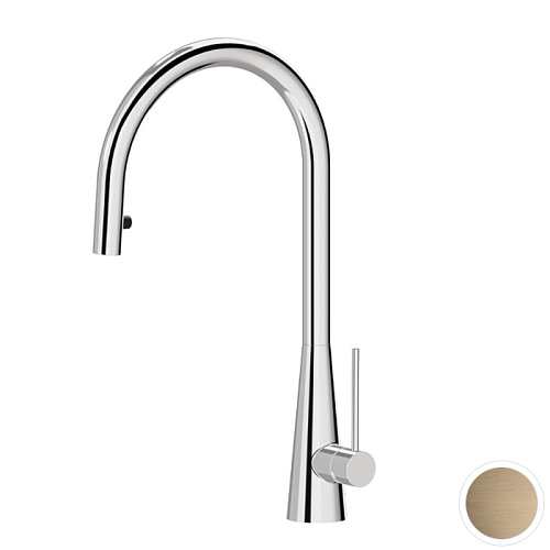 Newform Ycon Смеситель для кухни, 1 отв., с выдвижным изливом, цвет: PVD Brushed p. Gold