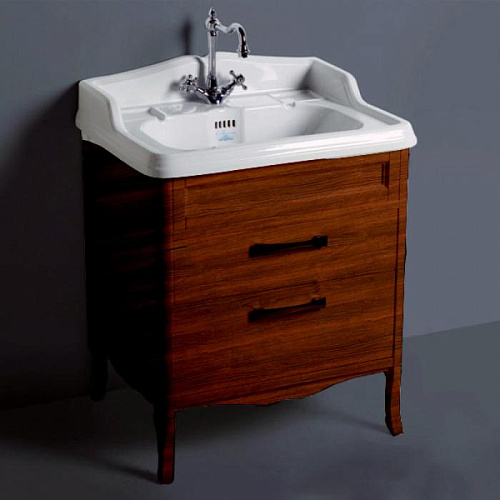 SIMAS Arcade Комплект мебели с двумя выдвижными ящиками, фурнитура хром с раковиной AR834, 70см, напольный, Цвет: Орех