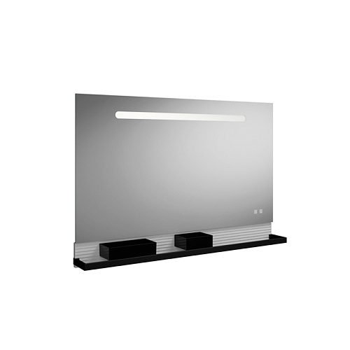 Burgbad FIUMO Зеркало 120x70x15 мм, подсветка LED, сенс выкл, обогрев, корпус Alu-Optik, 2 ящика ,рейлинг черные,панель FOT2 белая