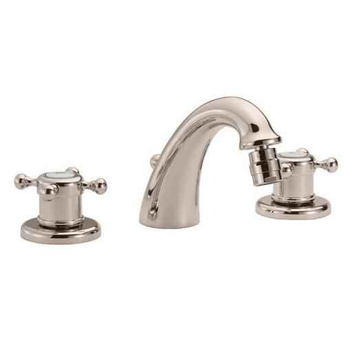 HUBER Victorian Смеситель для биде на 3 отверстия с донным клапаном, цвет: никель матовый