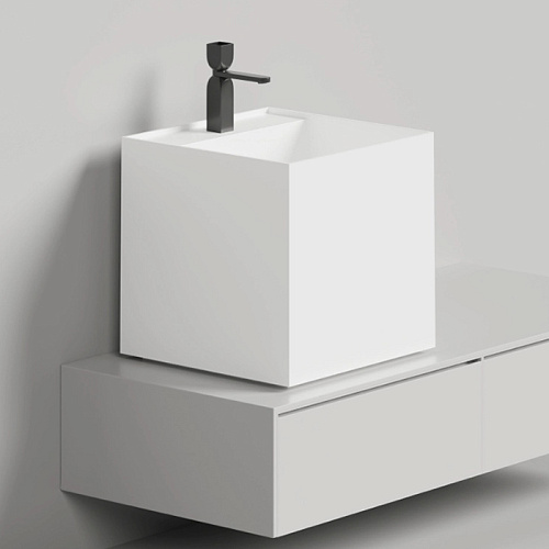 Salini Armonia Square TOP 03 Раковина накладная 45х45х45cм., с 1 отв, мат-л: S-Stone, цвет: белый матовый