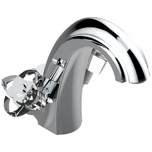 THG Pуtale de cristal clair Смеситель для раковины, 1 отв., цвет: хром/прозрачный хрусталь