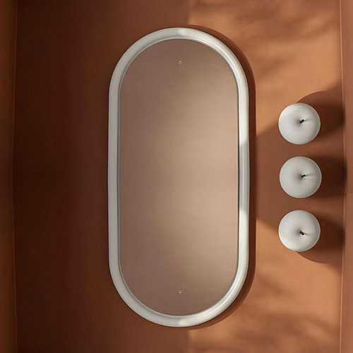 Artceram Milano Зеркало 55х100 см в керамической раме с LED-подсветкой и сенсорным выключателем, цвет: белый матовый