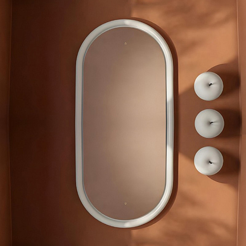 Artceram Milano Зеркало 55х100 см в керамической раме с LED-подсветкой и сенсорным выключателем, цвет: белый