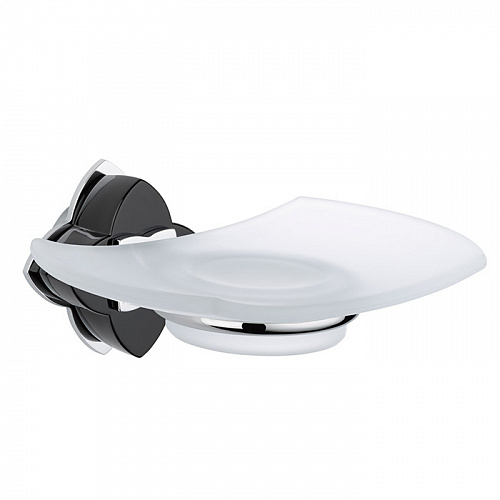 THG Pétale de cristal noir Мыльница стеклянная, подвесная, цвет: хром/черный хрусталь