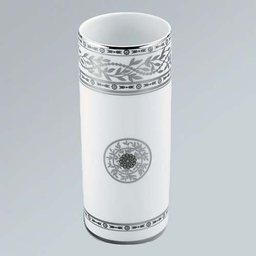 THG MARQUISE BLANC DECOR PLATINE Ваза керамическая, настольная, декор платина, цвет: белый