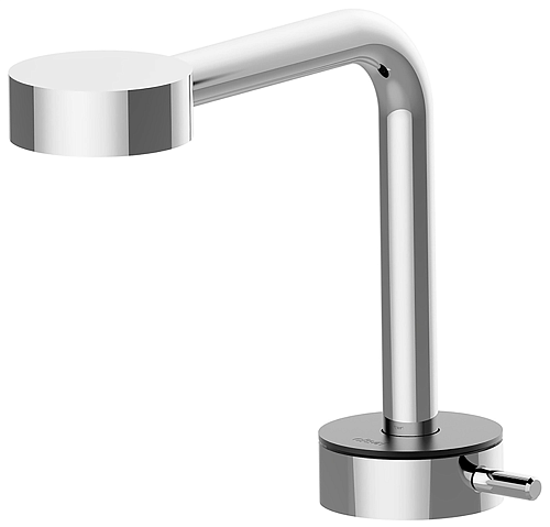 CISAL Slim Смеситель однорычажный для раковины на 1 отверстие с донным клапаном, цвет: хром/черный матовый