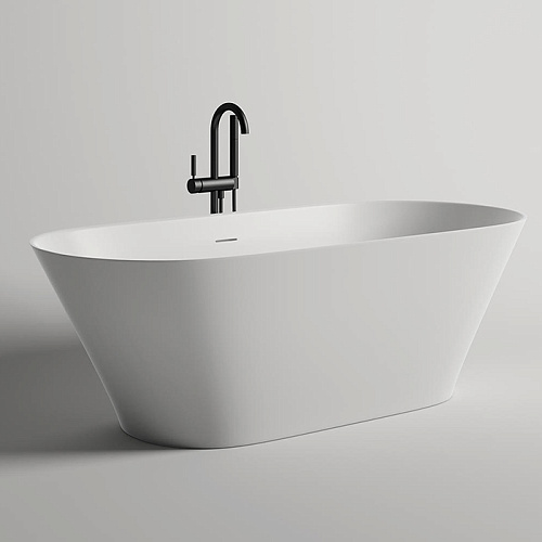 Salini Mona Ванна отдельностоящая 180x80x59.5cм, донный клапан "Up&Down", сифон, слив-перелив, S-Stone, цвет: белый матовый