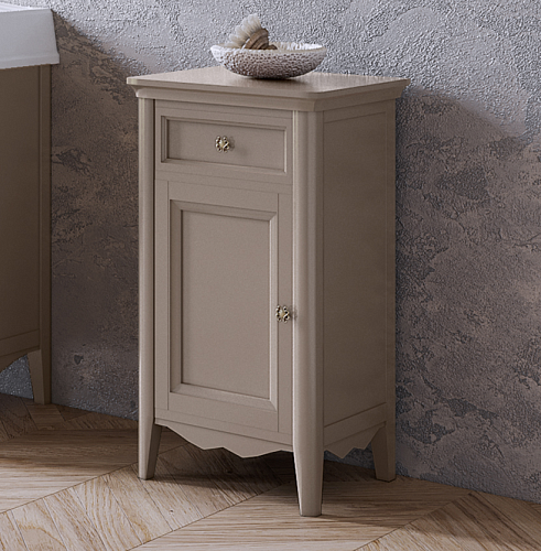 TW Veronica, Тумба 50.2/45x40/37.4 x h86.7см, 1 распашная дверка 1 выдвижной ящик, доводчики Blum (петли слева-SX), напольная, цвет: Tortora, ручки: Riflesso