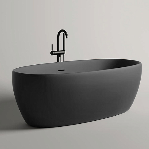 Salini Luce Ванна отдельностоящая 150х75х58cм., донный клапан "Up&Down", сифон, слив-перелив, мат-л: S-stone, цвет: матовый RAL9011