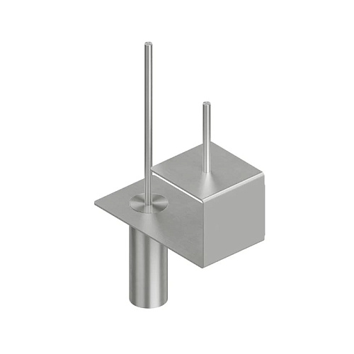 QuadroDesign Полочка с ершиком для туалета и держателем т/б., цвет: Brushed Stainless Steel