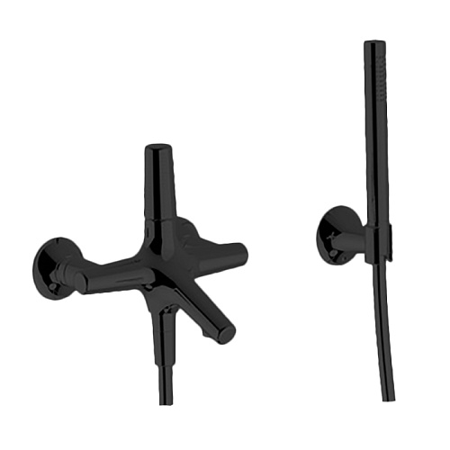 Cisal Vita Смеситель для ванны, настенный, с ручным душем и шлангом, цвет: matt black