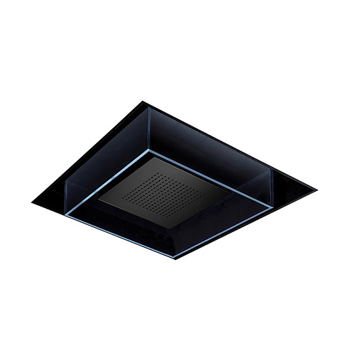 Newform Head Showers Верхний душ 74x74см, потолочный, скрытый, хромотерапия, цвет: черный матовый