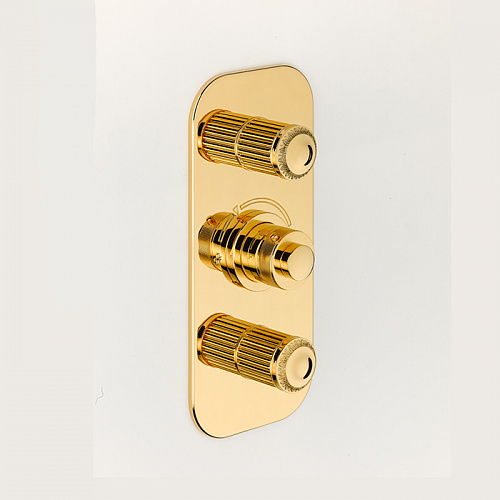  THG Malmaison metal Смеситель для душа встраиваемый, термостатический, с 2 запорными вентилями, внешняя часть, цвет: полированное золото