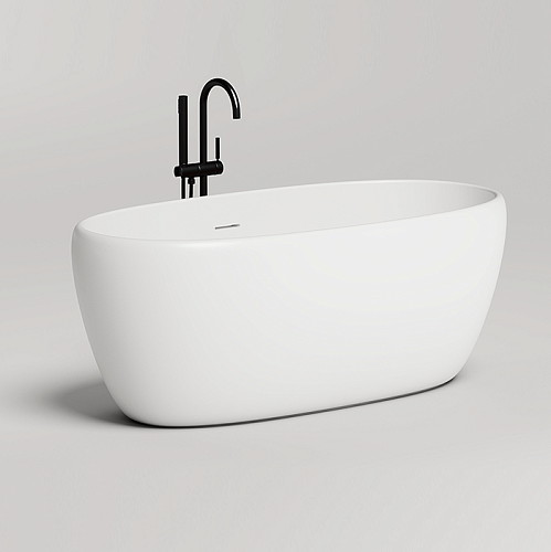 Salini Luce Ванна отдельностоящая 150х75х58cм., донный клапан "Up&Down", сифон, слив-перелив, мат-л: S-stone, цвет: матовый белый