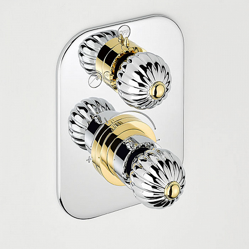 THG Mandarine metal Смеситель для душа встраиваемый, термостатический, с переключателем на 2 положения, внешняя часть, цвет: хром/золото