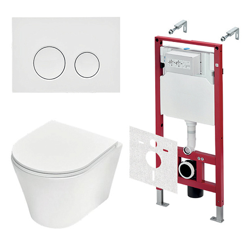 TECEspring Base Комплект: унитаз модель K, инсталяция, панель смыва LT с круглыми кнопками, цвет: белый / белый глянцевый