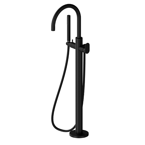 Newform Linfa II Смеситель для ванны, напольный, с ручным душем, внешняя часть, цвет: черный матовый