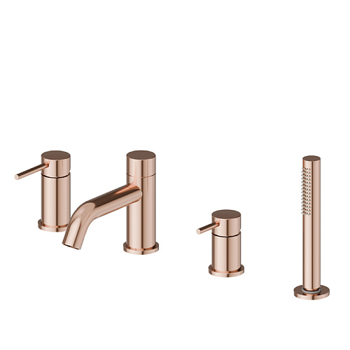 Newform XT Смеситель на борт ванны, 4 отв., с изливом и ручным душем, цвет: PVD copper bronze