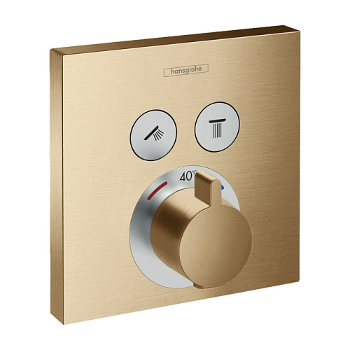 Hansgrohe ShowerSelect Смеситель для душа, термостатический, на 2 источника, внешняя часть, цвет: шлифованная бронза