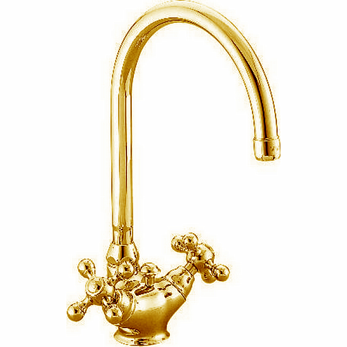CISAL Arcana Ceramic Смеситель для кухни на 1 отверстие с донным клапаном, цвет: золото