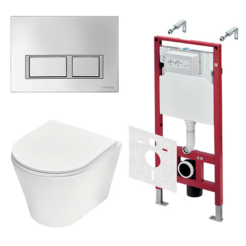 TECEspring Base Комплект: унитаз модель K, инсталяция, панель смыва V с прямоугольными кнопками, цвет: белый / хром глянцевый
