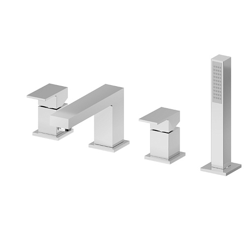 Newform Ergo Q Смеситель на борт ванны, 4 отв., с изливом и ручным душем, цвет: хром