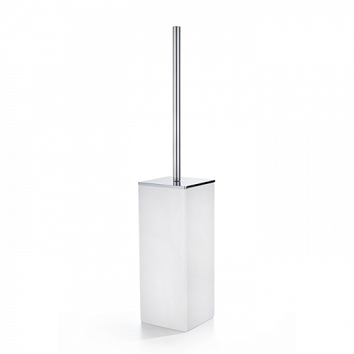 3SC Mood White Туалетный ёршик, напольный, композит Solid Surface, цвет: белый матовый/хром