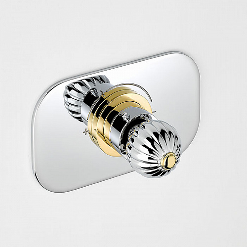  THG Mandarine metal Смеситель для душа встраиваемый, термостатический, внешняя часть, цвет: хром/золото