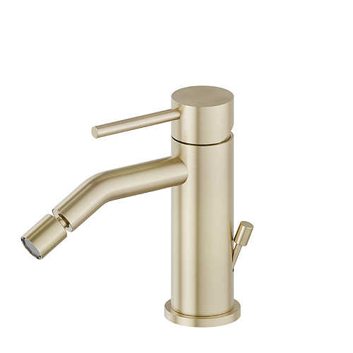 Newform X-STEEL 316 Смеситель для биде на 1 отв.,  с донный клапаном, излив 13.4см.,цвет: PVD Brushed pale gold