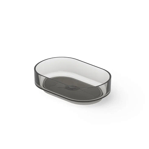 Dea Design Washbasins Раковина 56х36х15см., накладная, без отв., Glasstech, прозрачная смола, цвет: Smoky Black R4