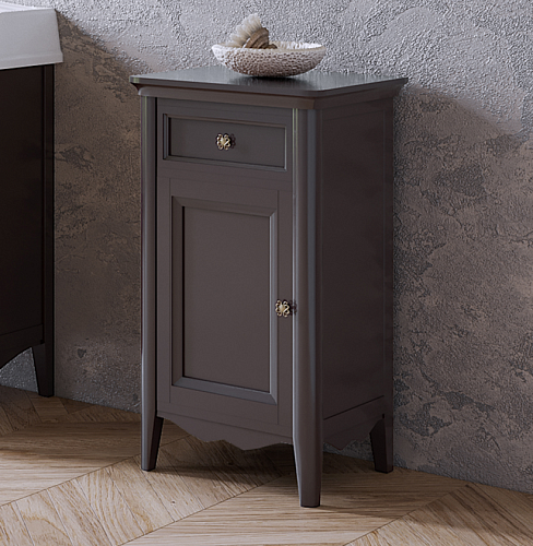 TW Veronica, Тумба 50.2/45x40/37.4xh86.7см, 1 распашная дверка 1 выдвижной ящик, доводчики Blum (петли слева-SX), напольная, цвет: Gridgio, ручки: Riflesso