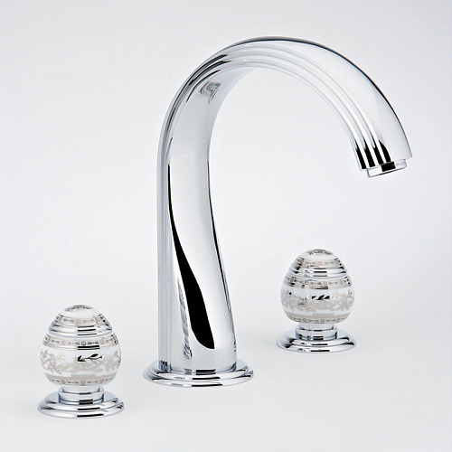 THG Marquise porcelaine blanche Смеситель для ванны, 3 отв., цвет: хром/платина/белый фарфор