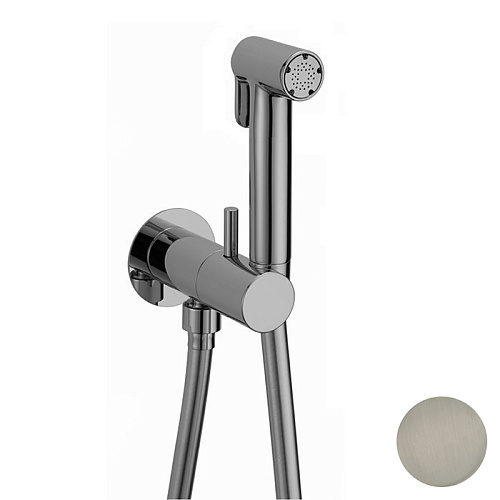 Cisal Shower Гигиенический душ со шлангом 120 см,вывод с держателем и встроенный прогрессивный картридж,лейка латунь, цвет: Nichel Spazzolato