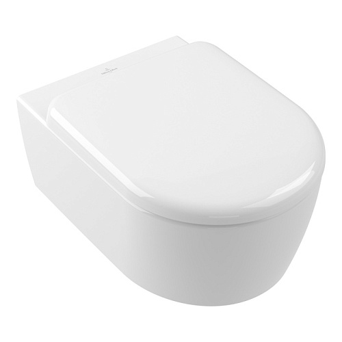 Villeroy&Boch Skyla Унитаз подвесной 37x53см, безободковый, смыв Tornado, сиденье SoftClosing, цвет: альпийский белый