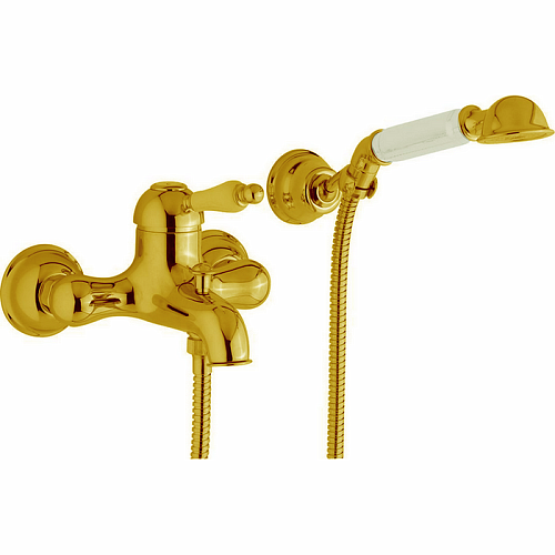 CISAL Arcana Empress Смеситель настенный для ванны/душа с ручной лейкой,держателем и шлангом, цвет: золото 