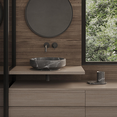 Dea Design Marble Bologna Раковина 45х45х12.4см., накладная, без отв., мрамор, цвет: Grey Carnic