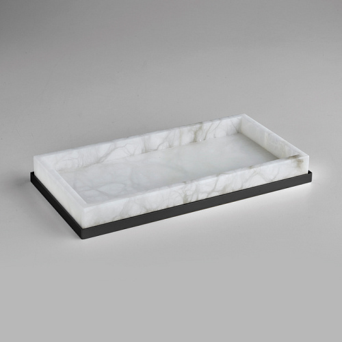 3SC Baster Round Лоток 25.5х2.5х13см., настольный, цвет: алебастр/никель черный матовый