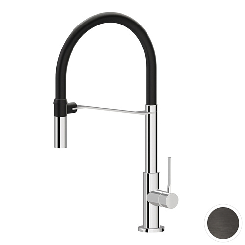 Newform Maki Смеситель для кухни, 1 отв., цвет: Brushed gun metal/Matt black