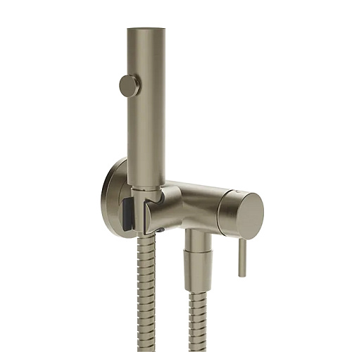 Gessi Transparenze Гигиенический душ, с настенным держателем, со смесителем, с подводом воды и шлангом 125cм., цвет: Finox Br. Nickel