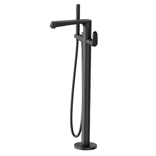 Newform Nio Смеситель для ванны, напольный, с ручным душем, внешняя часть, цвет: черный матовый