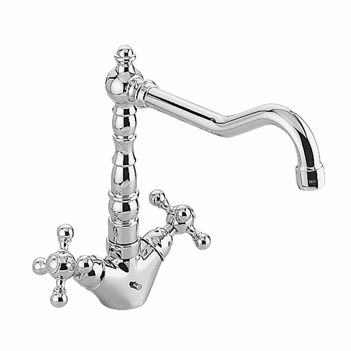 CISAL Кухонные смесители Смеситель двухвентильный на 1 отверстие для кухни,с поворотным изливом 215 мм, цвет: хром